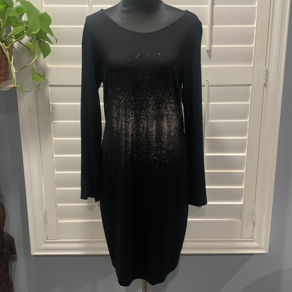 Karen Kane Black with Metallic Silver Ombré Sheath Dress - Size XL